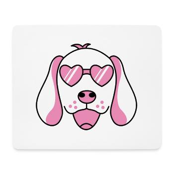 Ein lustiger Hund mit roter rose Brille Hunde - Mousepad (Querformat) - Weiß - Vorne