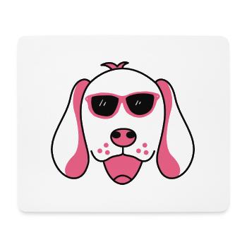 A funny dog with the pink red glasses Dogs - Mouse Pad (horizontal) - white - Front