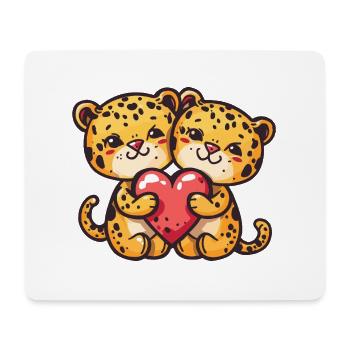 Leopard Comic Paar Liebe - Mousepad (Querformat) - Weiß - Vorne