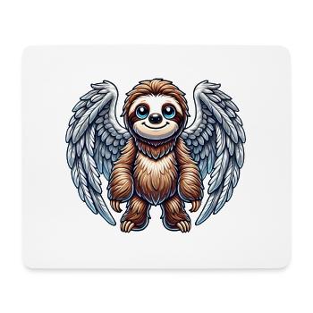 Mignon paresseux ange dessin animé avec des ailes - Tapis de souris (format paysage) - blanc - Devant