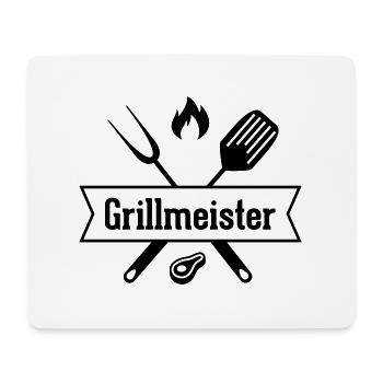 Grillmeister Emblem (BBQ, Grill, grillen) - Mousepad (Querformat) - Weiß - Vorne
