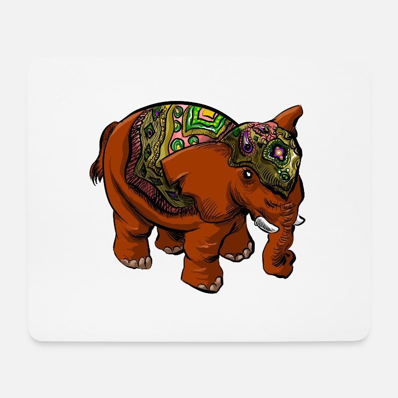 Elefant - Mousepad (Querformat) - Weiß