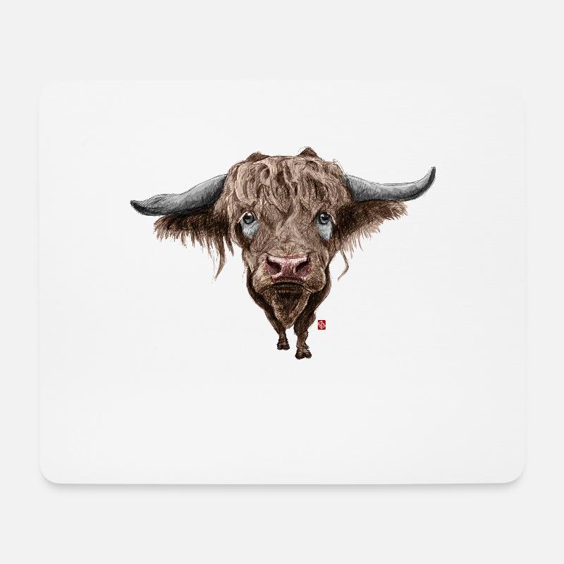 Skizzenhafter Büffel - Mousepad (Querformat) - Weiß
