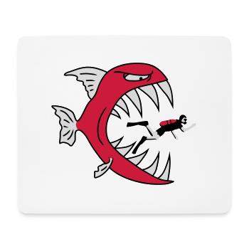Monster Fish Eats Diver - Mouse Pad (horizontal) - white - Front