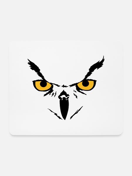 Owl face - Mousepad (Querformat) - Weiß