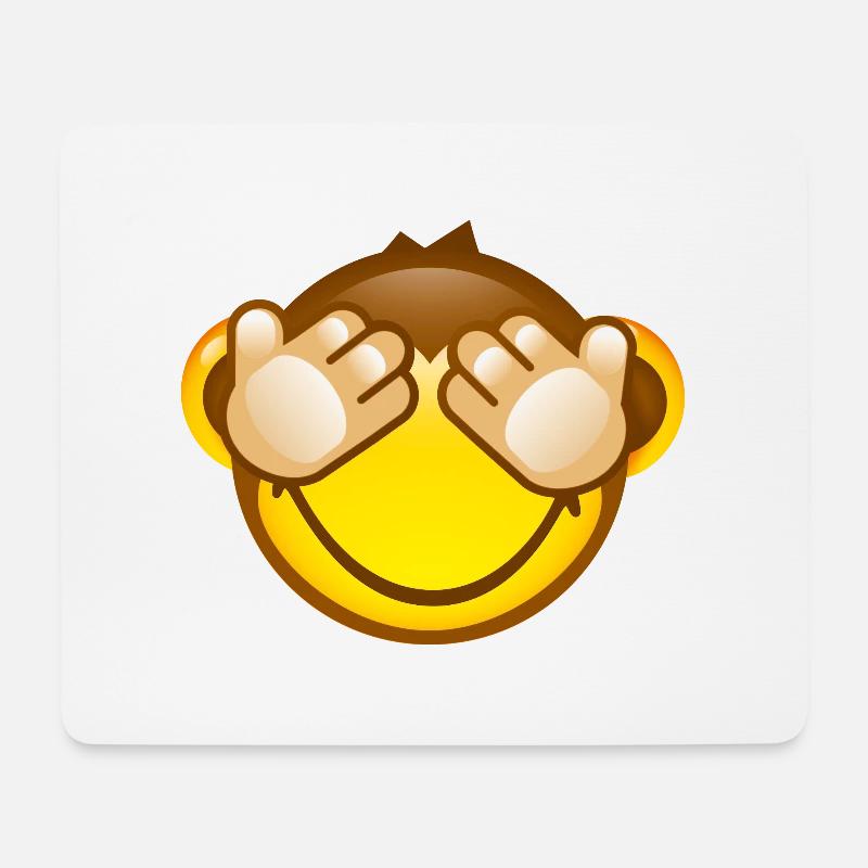 Smiley Monkey No Seeing - Mouse Pad (horizontal) - white