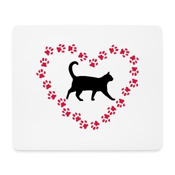 Cat & Heart made of cat paws - Mouse Pad (horizontal) - white - Front
