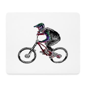 Mountainbike MTB bergab - Mousepad (Querformat) - Weiß - Vorne