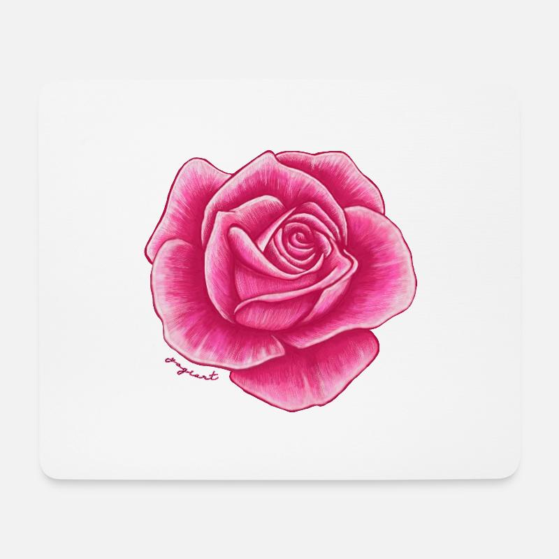 Rose pink rot - Mousepad (Querformat) - Weiß