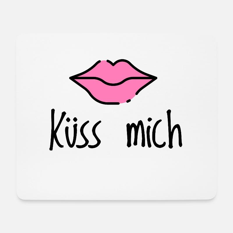 Küss mich. Kussmund Lippen Geschenk - Mousepad (Querformat) - Weiß