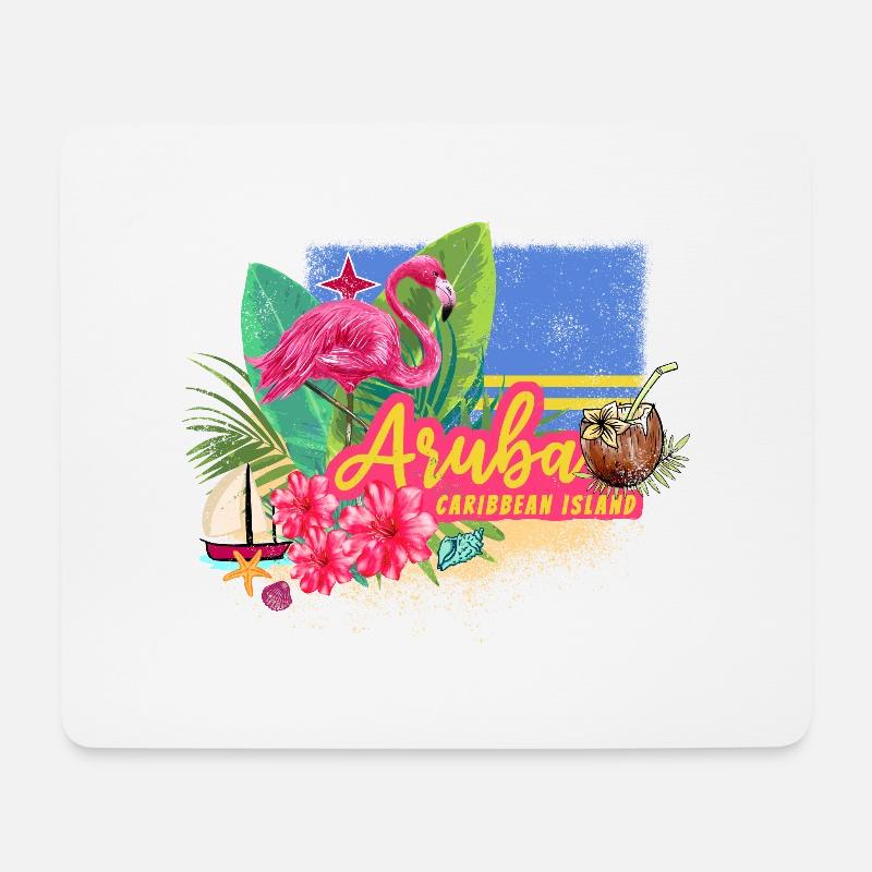 Aruba Retro Karibik Insel mit Flamingo Vintage - Mousepad (Querformat) - Weiß