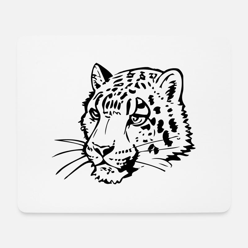 Schneeleopard im Comic Stiel - Mousepad (Querformat) - Weiß
