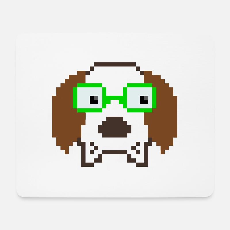 Hund mit Brille - Mousepad (Querformat) - Weiß