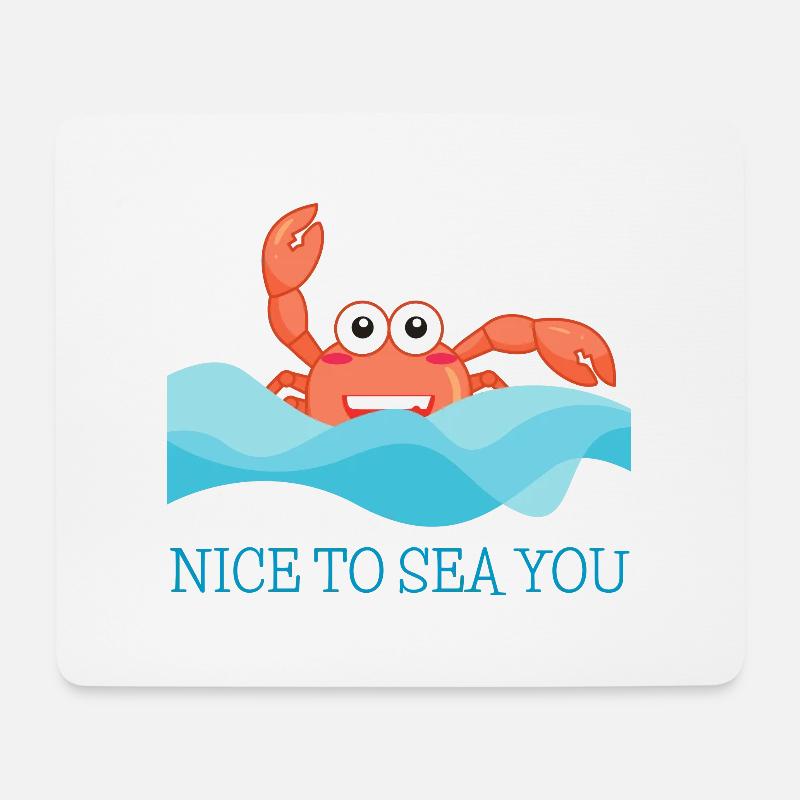 Krebs Krabbe im Meer grüßt mit "Nice to see you!" - Mousepad (Querformat) - Weiß