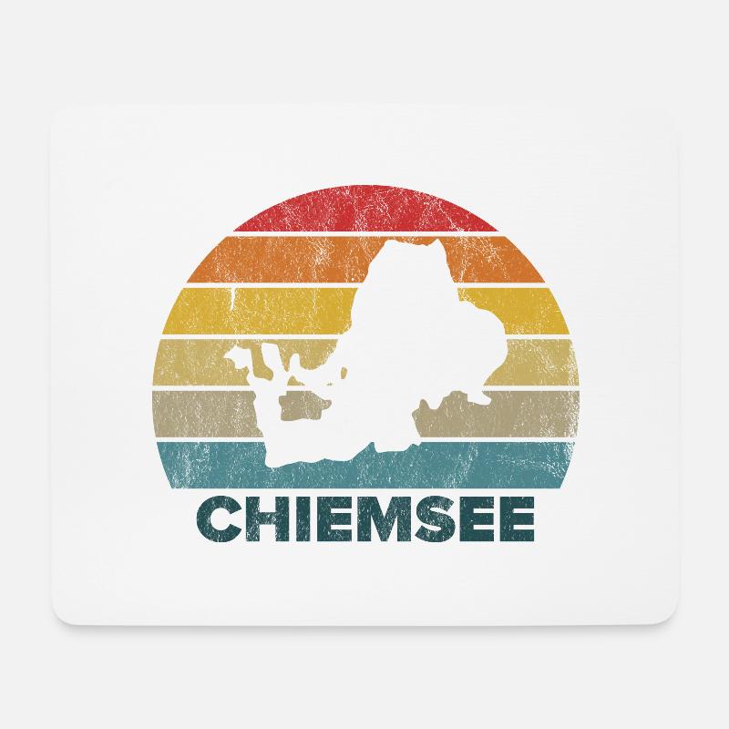 Chiem See Retro Sunset Vintage Urlaub Sommer - Mousepad (Querformat) - Weiß