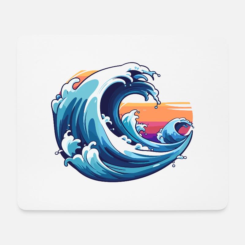 wilder Wellengang - Mousepad (Querformat) - Weiß