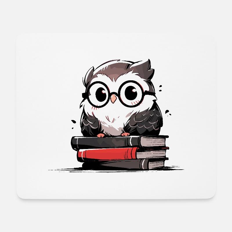 Eule - Mousepad (Querformat) - Weiß