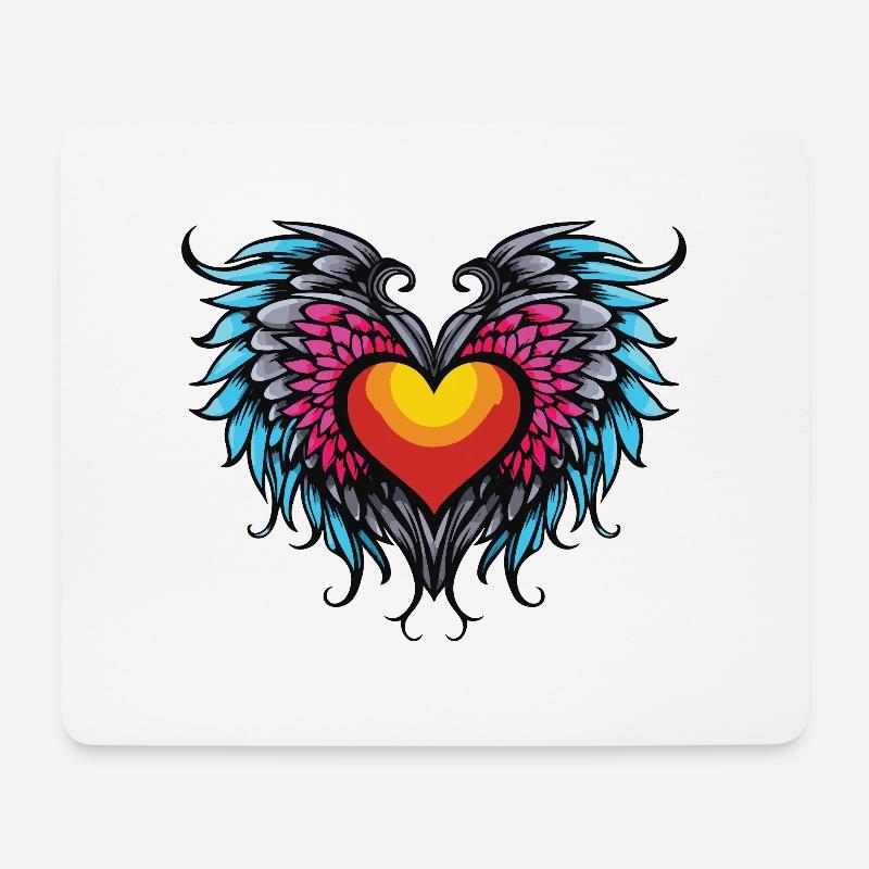 Herz Flügel - Mousepad (Querformat) - Weiß