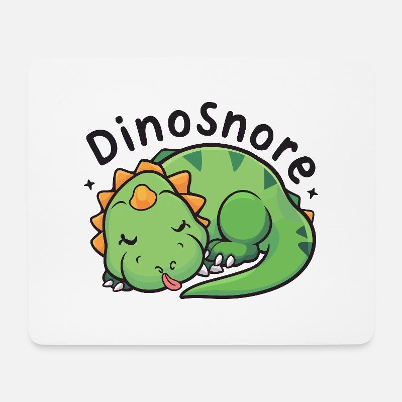 Dinosnore - Niedlicher schlafender Dinosaurier - Mousepad (Querformat) - Weiß