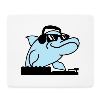Lustiger DJ Delfin Mischpult Cool Party Musik Fun - Mousepad (Querformat) - Weiß - Vorne