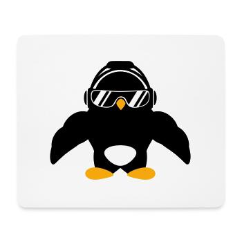 Penguin Bodybuilder Sunglasses Headphones Muscles - Mouse Pad (horizontal) - white - Front