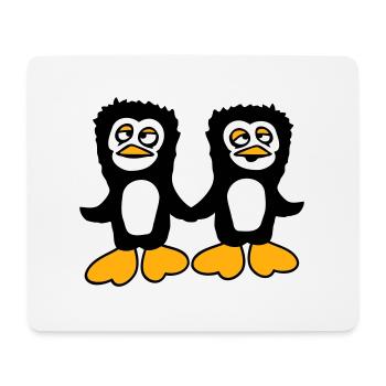 Penguins Équipe 2 Amis Fatigué Confus Se tenant la main - Tapis de souris (format paysage) - blanc - Devant