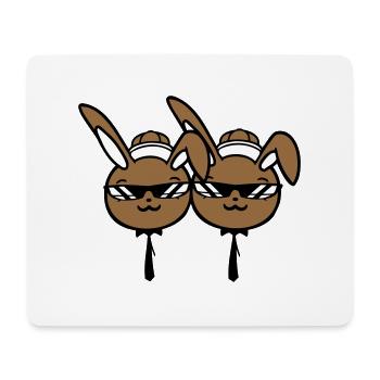 2 Sunglasses Bunnies Friends Team Crew Pair Two - Mouse Pad (horizontal) - white - Front