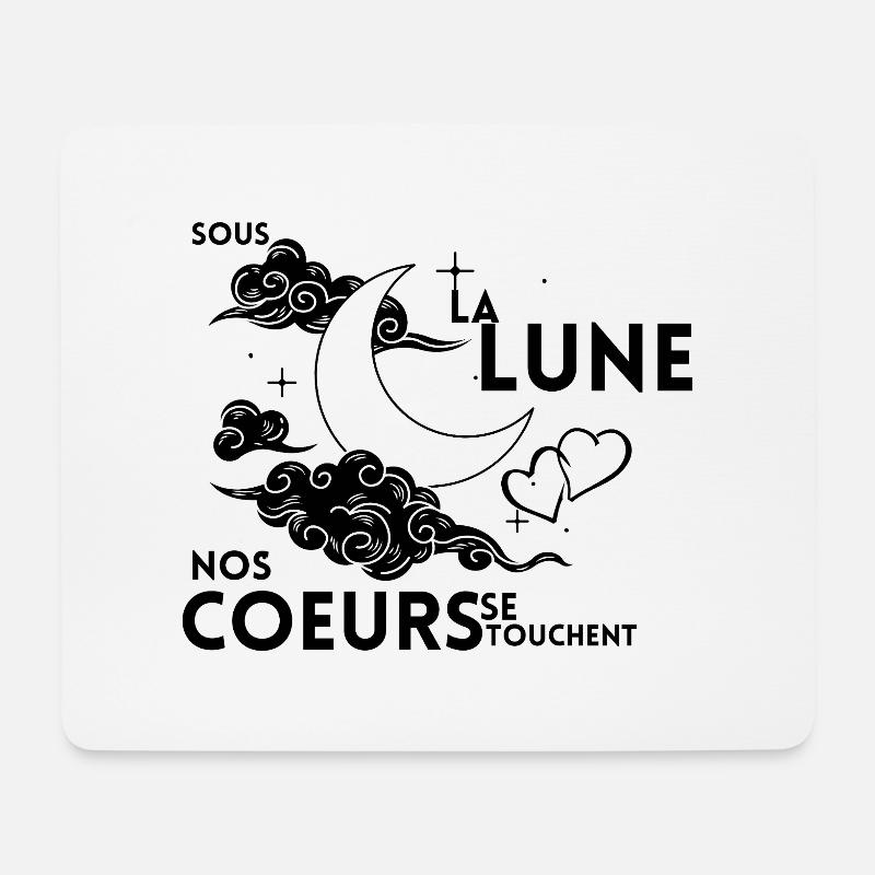 Unter dem Mond berühren sich unsere Herzen - Mousepad (Querformat) - Weiß