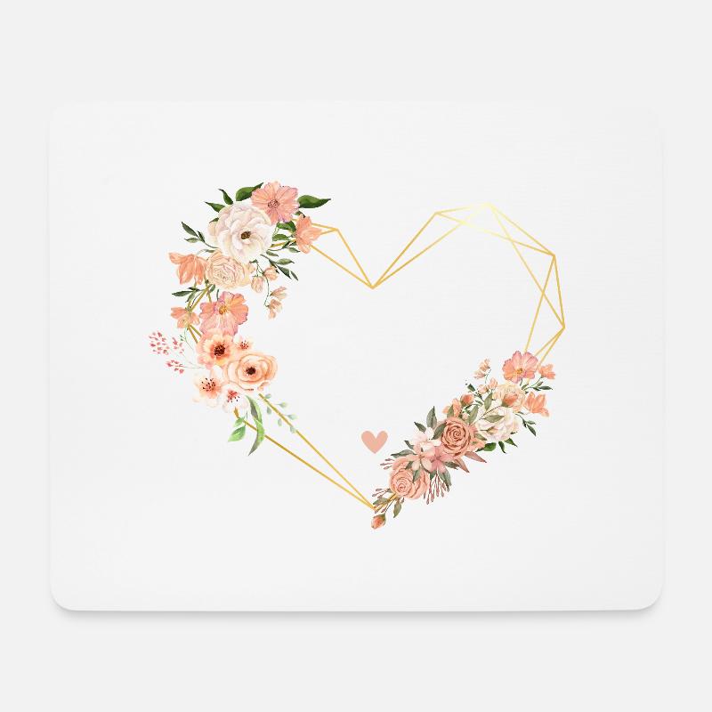 Brautjungfer Gold Herz Blumen - Mousepad (Querformat) - Weiß
