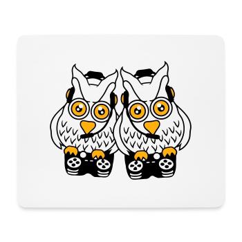 2 Gamer Owls Play Team Friends Two Player Duo - Mouse Pad (horizontal) - white - Front