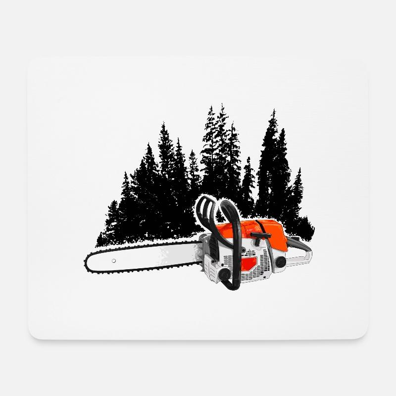 Dein Forstbetrieb - Motorsäge & Wald (Orange) - Mousepad (Querformat) - Weiß