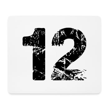 12 Zahl Trikot - Mousepad (Querformat) - Weiß - Vorne