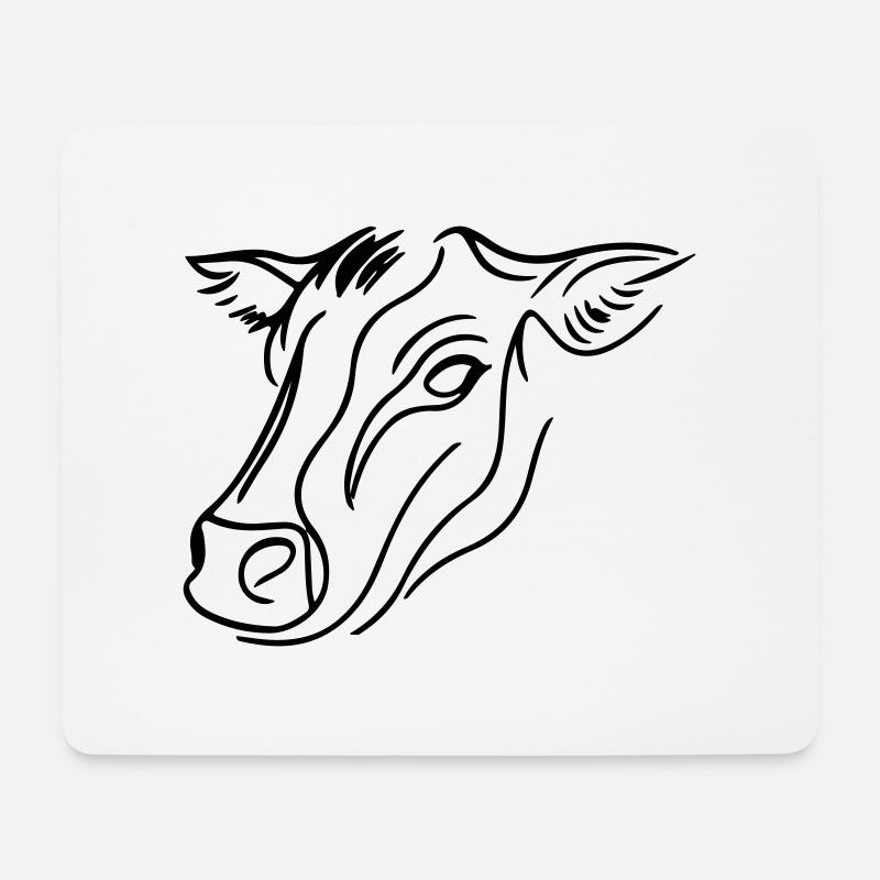 Kuh Kopf Rind - Mousepad (Querformat) - Weiß