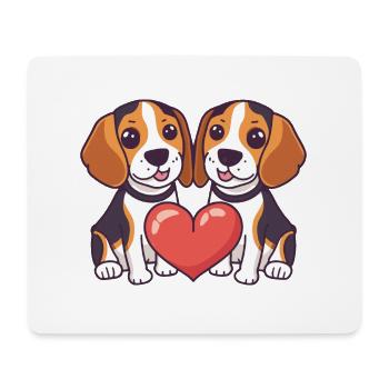 Beagle Dogs Couple In Love Valentine's Day - Mouse Pad (horizontal) - white - Front