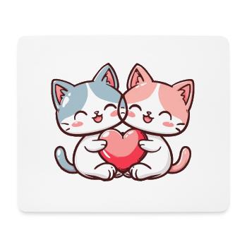 Katze Paar Liebe Couple Verliebt - Mousepad (Querformat) - Weiß - Vorne