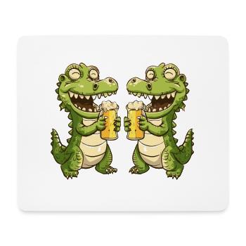 Alligator Bande Dessinée Animal Bière Drôle Alcool - Tapis de souris (format paysage) - blanc - Devant