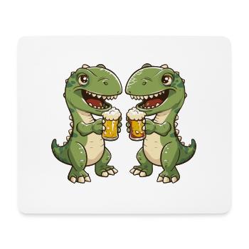 Dinosaurier T-Rex Bier Lustig Saufen - Mousepad (Querformat) - Weiß - Vorne