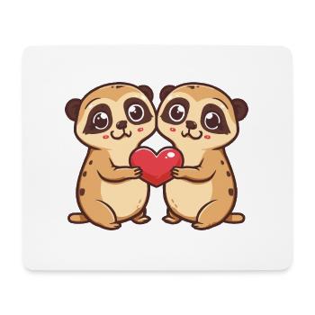 Suricate Couple Amoureux Animal Saint Valentin - Tapis de souris (format paysage) - blanc - Devant