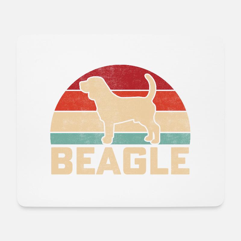 Beagle Retro - Mousepad (Querformat) - Weiß