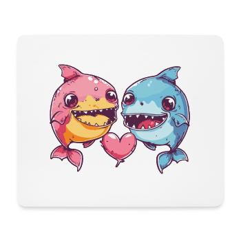 Piranha Couple Pisces In Love Animal Valentine's Day - Mouse Pad (horizontal) - white - Front