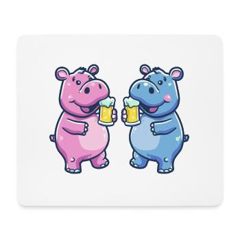 Nilpferd Comic Tier Bier Lustig Saufen - Mousepad (Querformat) - Weiß - Vorne