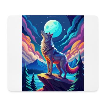 heulender Wolf - Mousepad (Querformat) - Weiß - Vorne