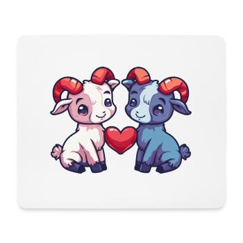 Chèvre de montagne comique Couple amour - Tapis de souris (format paysage) - blanc - Devant