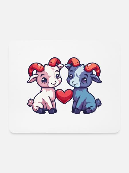 Bergziege Comic Paar Liebe - Mousepad (Querformat) - Weiß