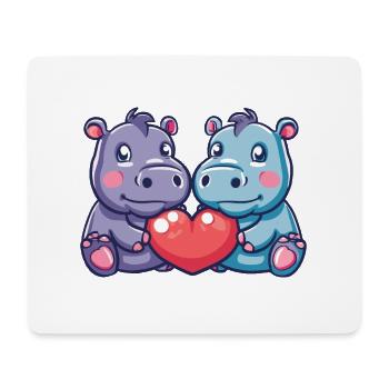 Nilpferd Paar Liebe Couple Verliebt - Mousepad (Querformat) - Weiß - Vorne
