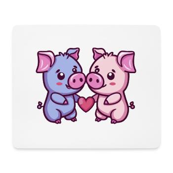 Schwein Paar Liebe Couple Verliebt - Mousepad (Querformat) - Weiß - Vorne