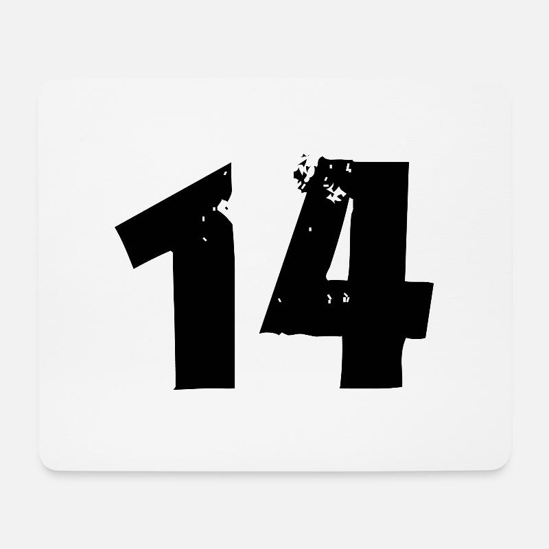 14 Zahl - Mousepad (Querformat) - Weiß