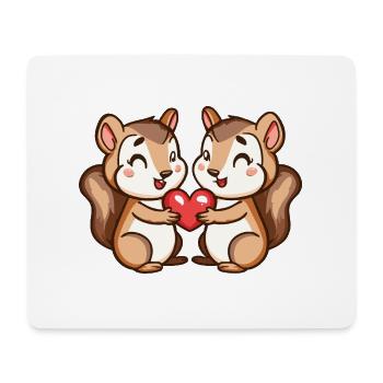 Écureuil Bande Dessinée Couple Amour - Tapis de souris (format paysage) - blanc - Devant