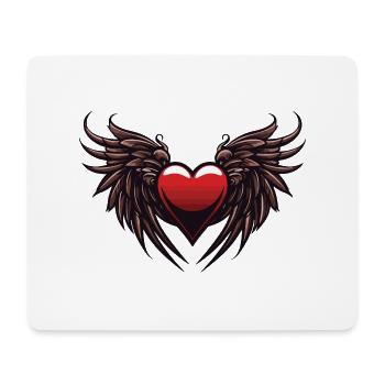 Coeur Ailes Ange Amour - Tapis de souris (format paysage) - blanc - Devant