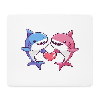 Shark Comic Couple Love - Mouse Pad (horizontal) - white - Front